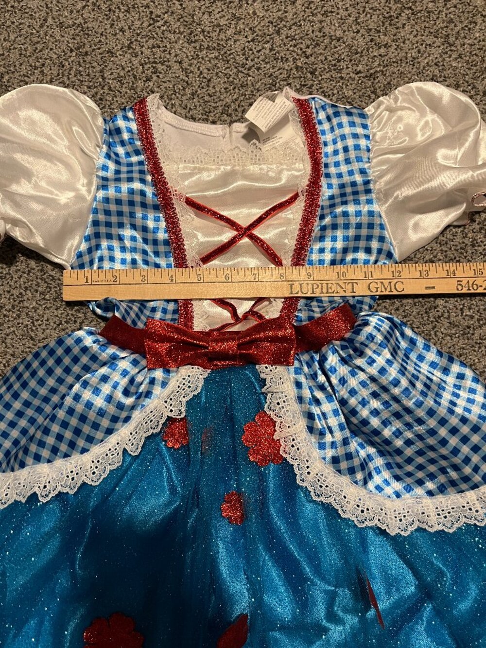 Rubies Wizard of Oz Dorothy Halloween Costume Sm Gingham Tulle Glitter Poppies - Picture 5 of 9